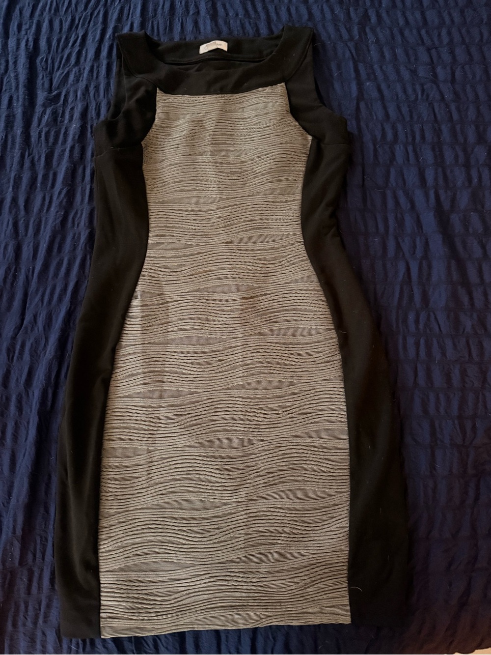 Calvin Klein Black and Gray Bodycon Dress